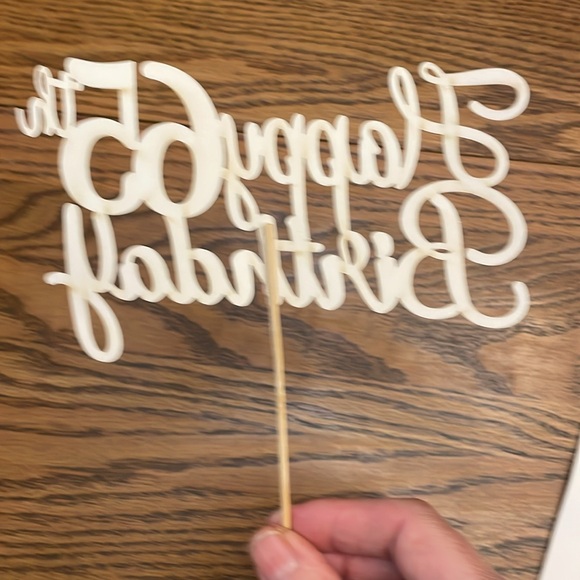 Happy 65th party banner ( it is cloth and in like new condition&cake topper - Picture 7 of 7